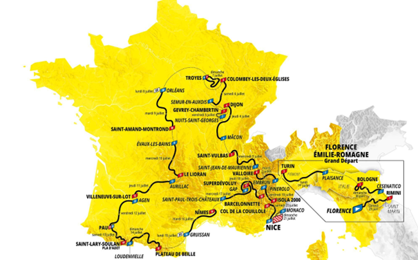 The route of the Tour de France